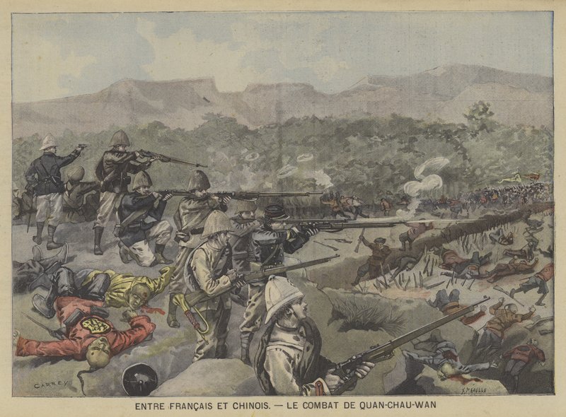 Combats entre troupes françaises et chinoises à la bataille de Guangzhouwan - Fortune Louis Meaulle