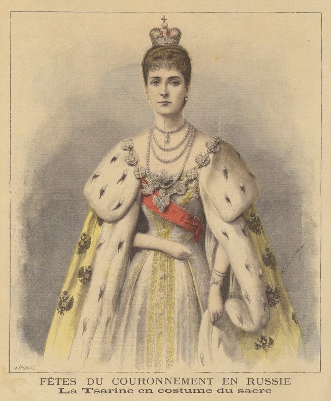 La tsarine Alexandra de Russie dans ses robes de couronnement - Fortune Louis Meaulle