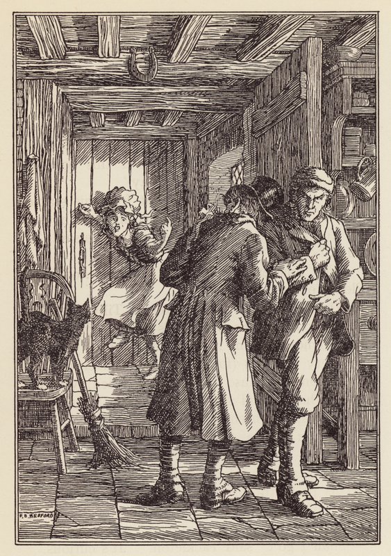 Illustration pour The Cricket on the Hearth de Charles Dickens (lithographie couleur) - Francis Donkin Bedford
