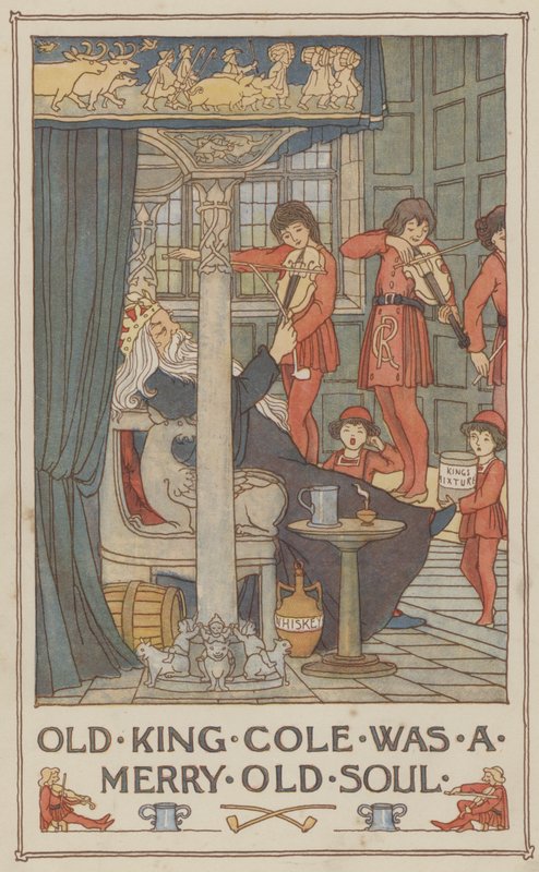 Old King Cole était une vieille âme joyeuse (lithographie couleur) - Francis Donkin Bedford