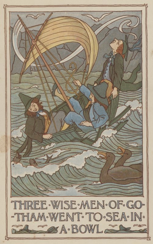 Les trois sages de Gotham ont pris la mer dans un bol (lithographie couleur) - Francis Donkin Bedford