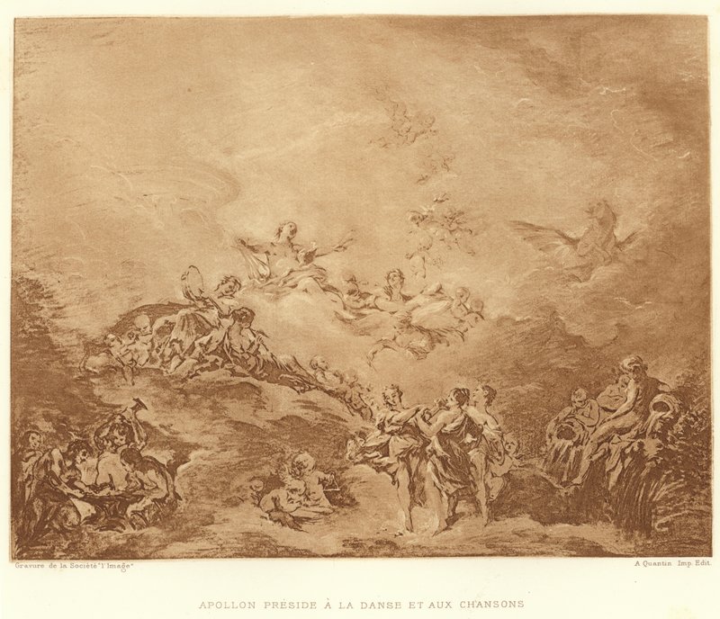 Apollon préside à la danse et aux chansons (gravure) - Francois (after) Boucher