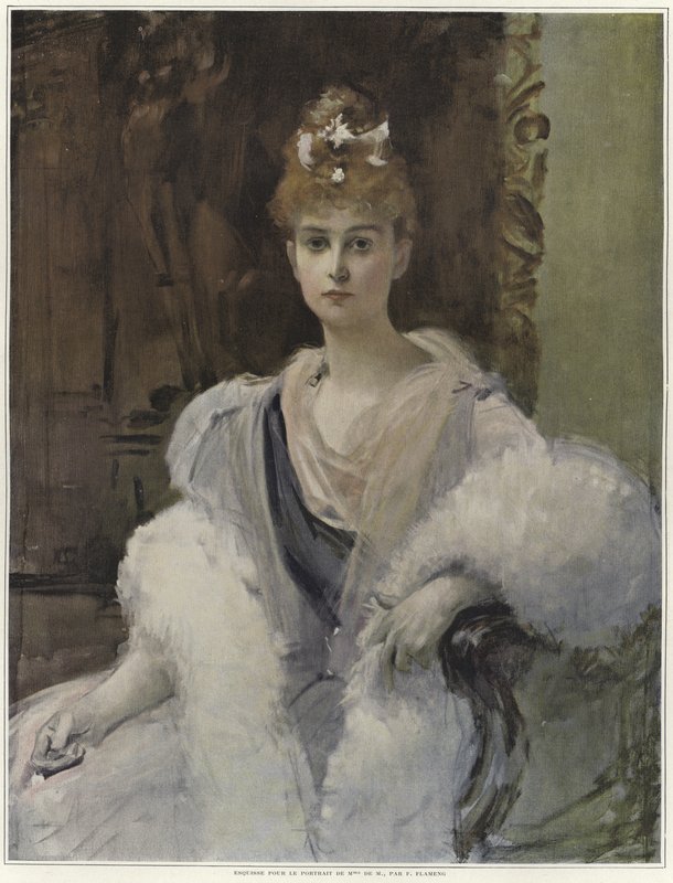 Esquisse pour un portrait de Mme de M - Francois Flameng