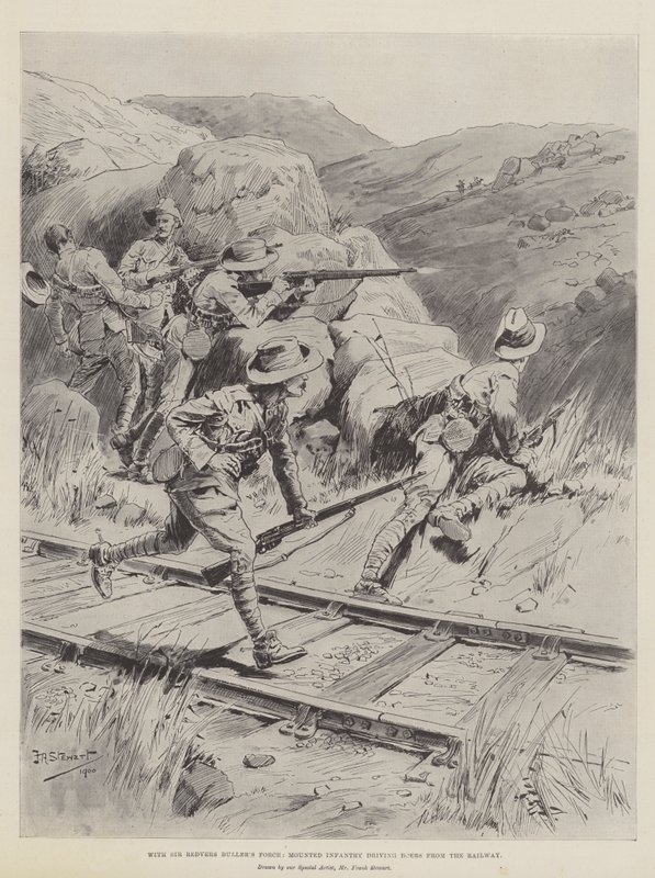 Avec la Force de Sir Redvers Buller, Infanterie Montée chassant les Boers du Chemin de Fer - Frank Algenon Stewart