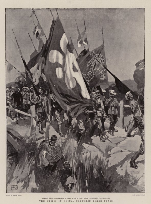 La Crise en Chine, Drapeaux de Boxers Capturés - Frank Craig