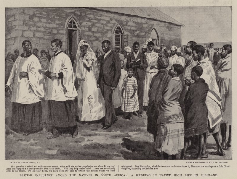 Influence britannique parmi les indigènes en Afrique du Sud, un mariage dans la haute société indigène au Zululand - Frank Dadd