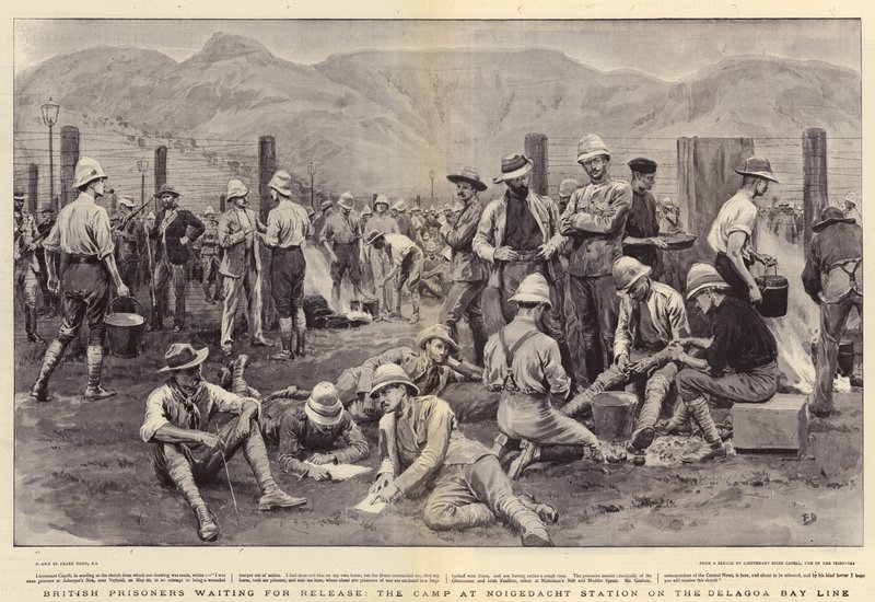 Prisonniers britanniques attendant leur libération, le camp à la station de Noigedacht sur la ligne de la baie de Delagoa - Frank Dadd