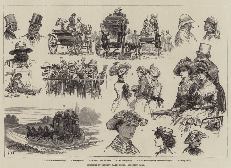 Croquis aux courses de Sandown Park - Frank Dadd