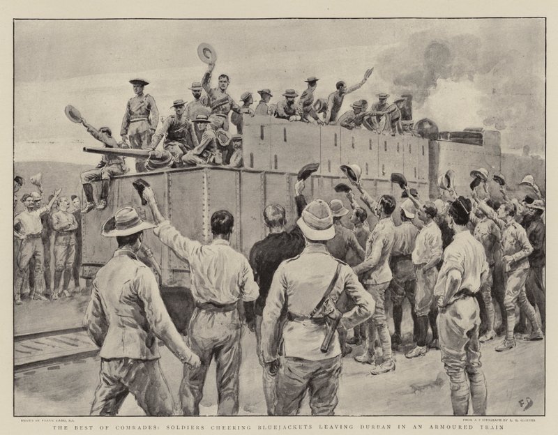 Les Meilleurs Camarades, Soldats acclamant les Marins quittant Durban dans un Train Blindé - Frank Dadd