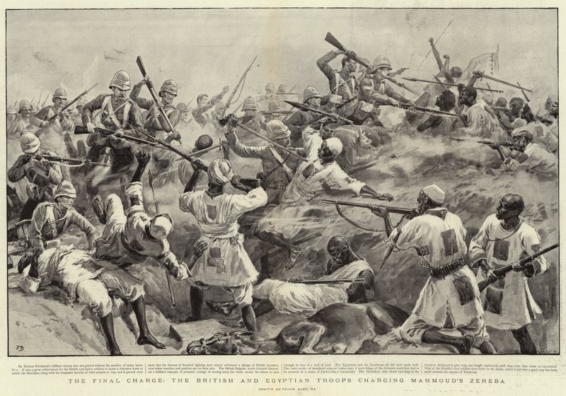 La Charge Finale, les troupes britanniques et égyptiennes chargeant la Zereba de Mahmoud - Frank Dadd