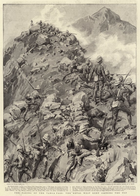 La prise du col de Tanga, le Royal West Kent atteignant le sommet - Frank Dadd