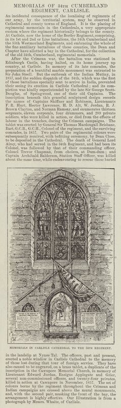 Mémoriaux dans la cathédrale de Carlisle au 34e régiment - Frank Watkins