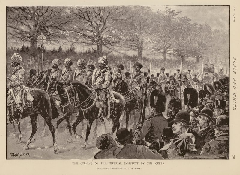 La reine Victoria et la procession traversant Hyde Park pour ouvrir l
