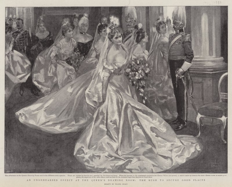 Un effet imprévu au salon de la reine, la ruée pour obtenir de bonnes places - Frank Craig