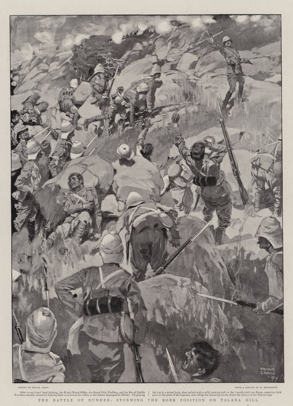 La bataille de Dundee, assaut de la position boer sur Talana Hill - Frank Craig