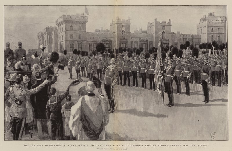 Sa Majesté présentant une couleur d