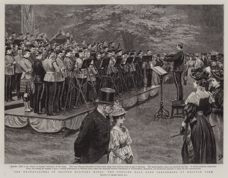 Le quartier général de la musique militaire britannique, le groupe de Kneller Hall jouant à Whitton Park - Frank Dadd