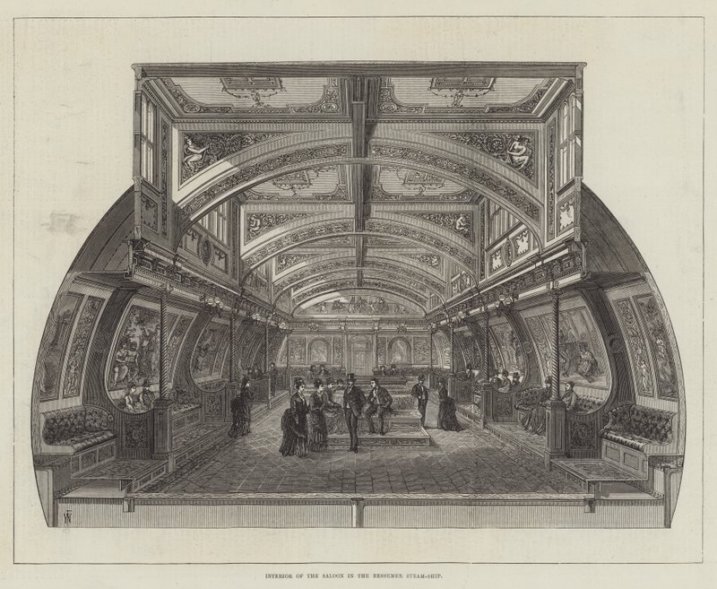 Intérieur du salon dans le navire à vapeur Bessemer - Frank Watkins
