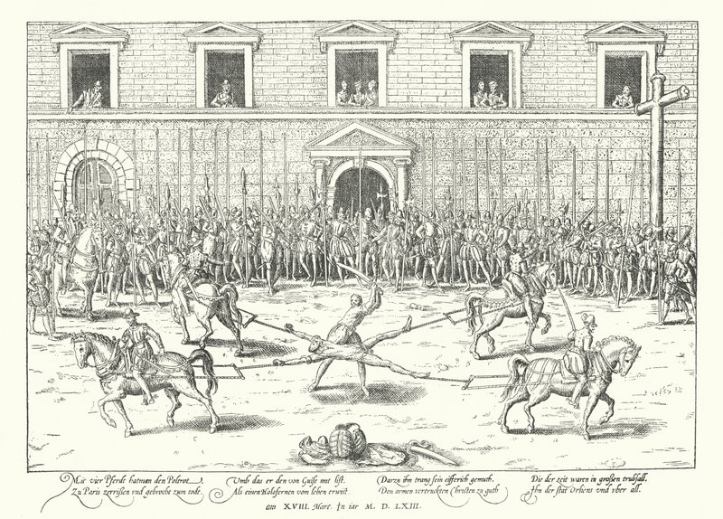 Exécution de Jean de Poltrot pour le meurtre de François, duc de Guise, Paris - Franz Hogenberg
