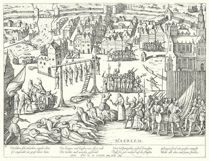 Exécutions de masse par les Espagnols à Haarlem, Pays-Bas - Franz Hogenberg