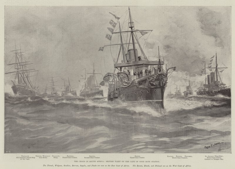La crise en Afrique du Sud, flotte britannique à la station du Cap de Bonne-Espérance - Fred T. Jane