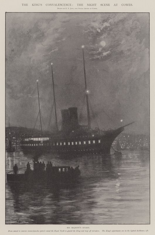 La convalescence du roi, la scène nocturne à Cowes - Fred T. Jane