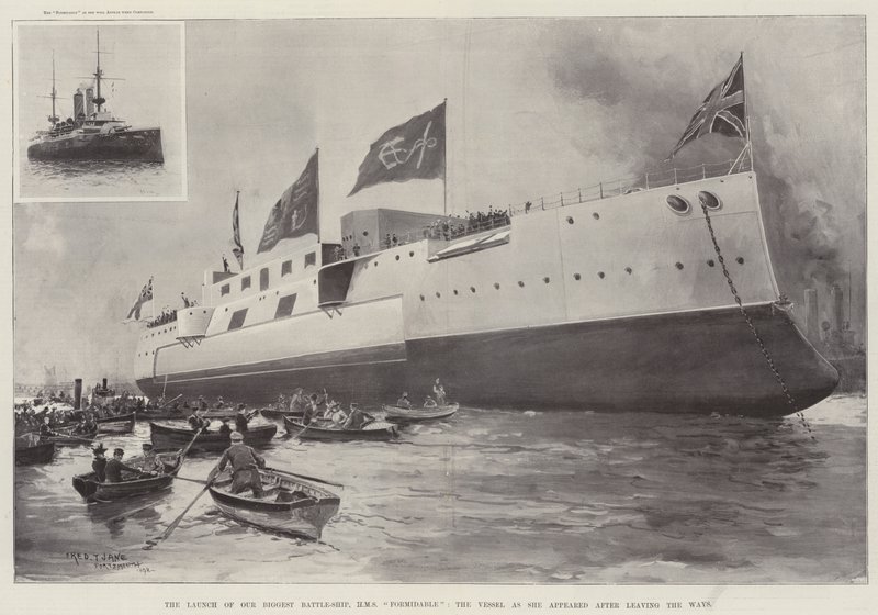 Le lancement de notre plus grand cuirassé, HMS Formidable, le navire tel qu