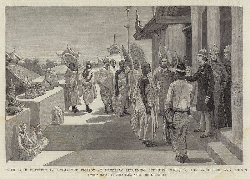 Avec Lord Dufferin en Birmanie, le vice-roi à Mandalay rendant des images bouddhistes à l