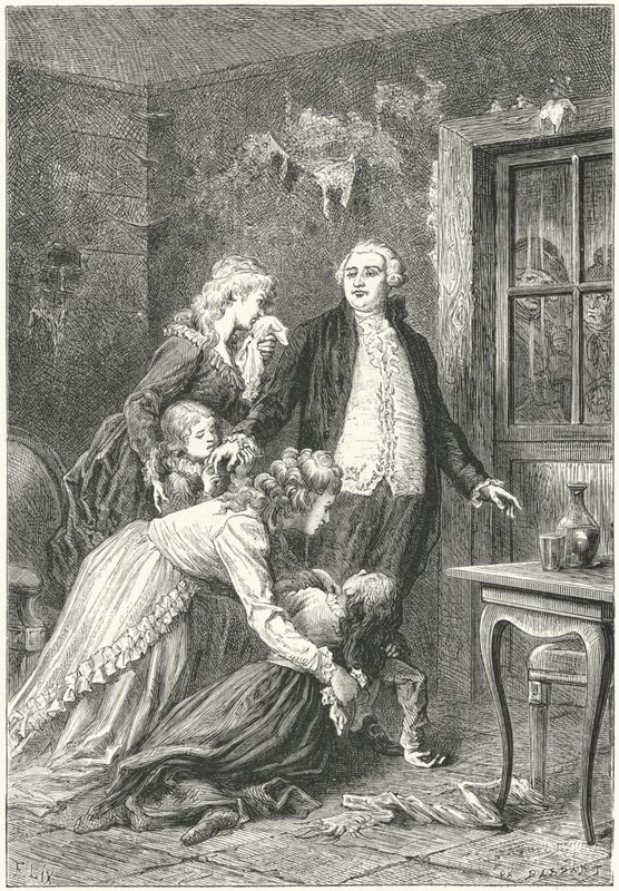 Louis XVI disant adieu à sa famille avant son exécution - Frederic Theodore (after) Lix