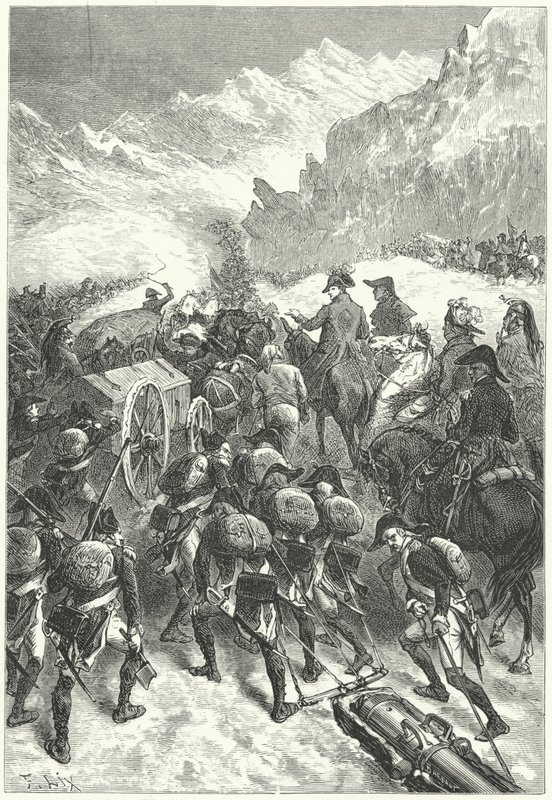 Napoléon menant son armée à travers les Alpes - Frederic Theodore (after) Lix