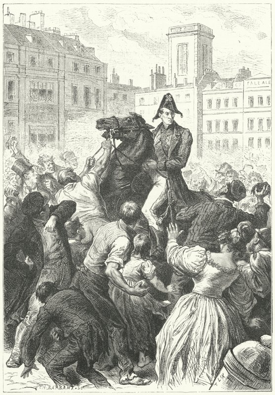 Le duc de Wellington pris dans une émeute (gravure) - Frederic Theodore (after) Lix