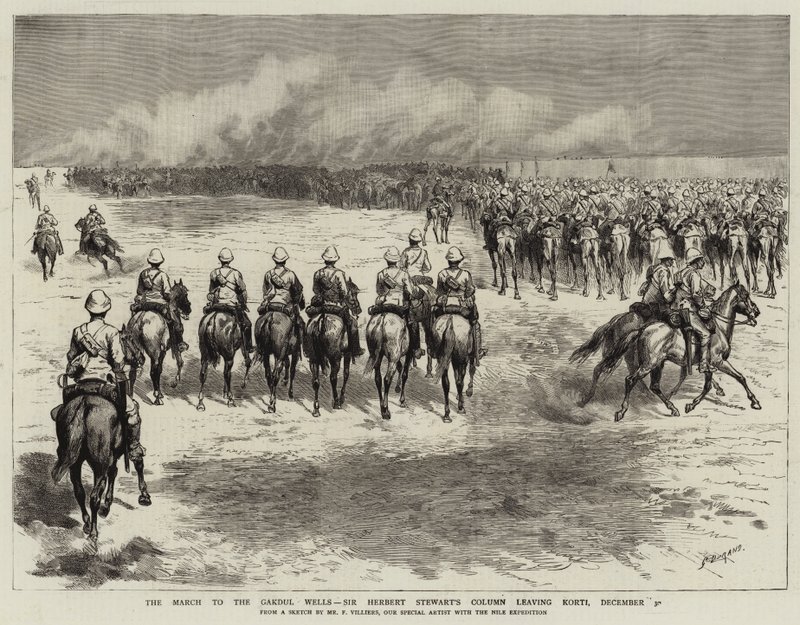 La marche vers les puits de Gakdul, la colonne de Sir Herbert Stewart quittant Korti, 30 décembre - Frederic Villiers