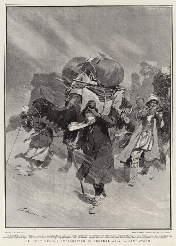 Exploration du Dr Sven Hedin en Asie centrale, une tempête de sable - Frederic de Haenen