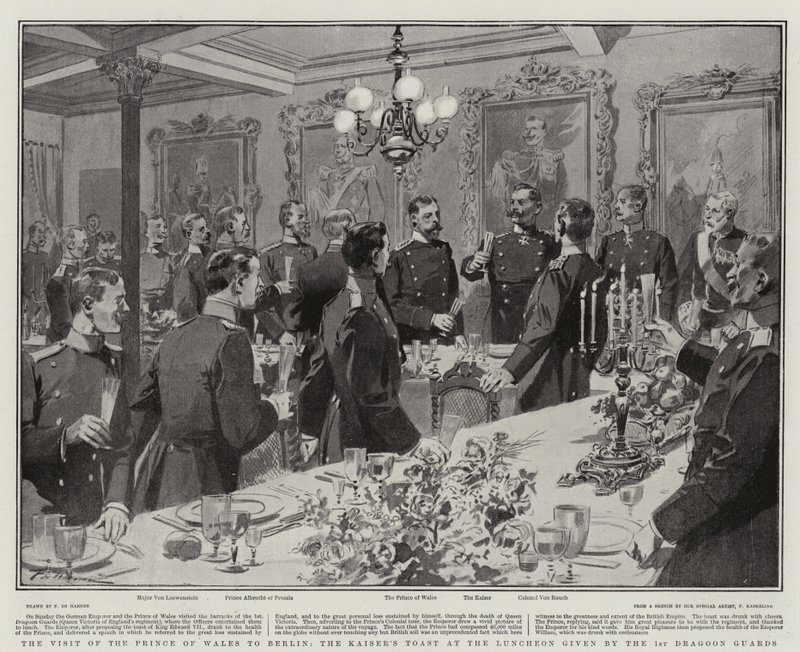 La visite du Prince de Galles à Berlin, le toast du Kaiser au déjeuner donné par les 1er Dragoon Guards - Frederic de Haenen