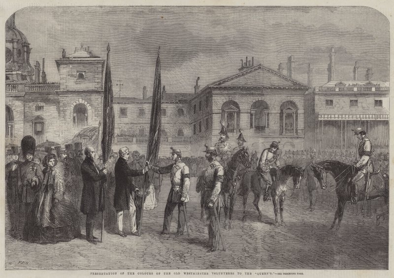 Présentation des Couleurs des Vieux Volontaires de Westminster à la Reine - Frederick John Skill