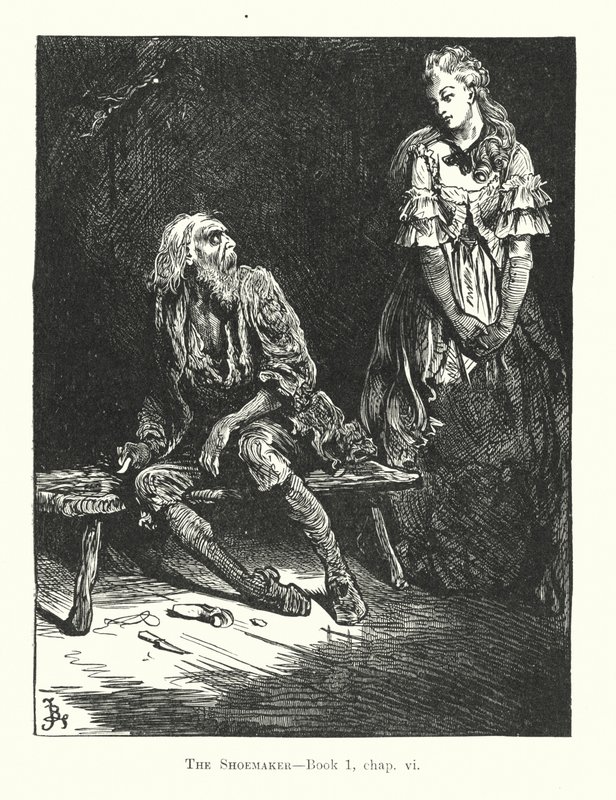 Illustration pour Le conte de deux villes de Dickens (lithographie) - Frederick (after) Barnard