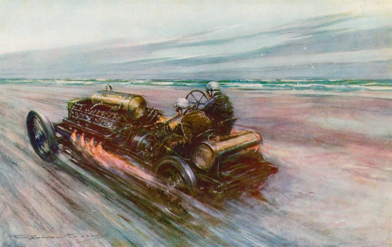 La célèbre "200" Darracq avec laquelle Sir Algernon Guinness, Bart, a atteint 120 mph en 1908 - Frederick Gordon (after) Crosby
