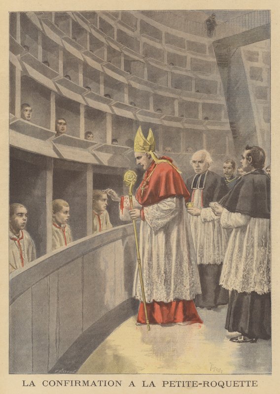Confirmation des garçons à la prison de La Petite Roquette par le cardinal Richard, archevêque de Paris - French School