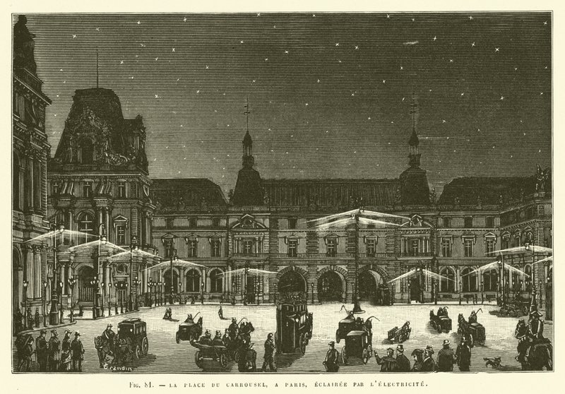 La place du Carrousel, à Paris, éclairée par l