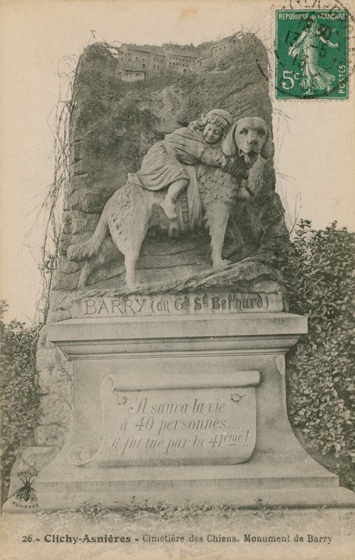 Clichy-Asnières - Cimetière des Chiens. Monument de Barry - French Photographer