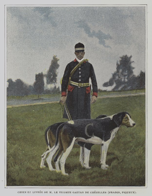 Chien et chasseur en livrée de la chasse du Vicomte Gaëtan de Chezelles, France - French Photographer