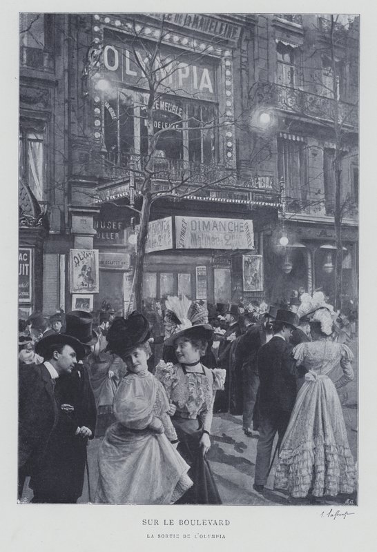 Sur le boulevard des Capucines devant la salle de musique Olympia, Paris - French Photographer
