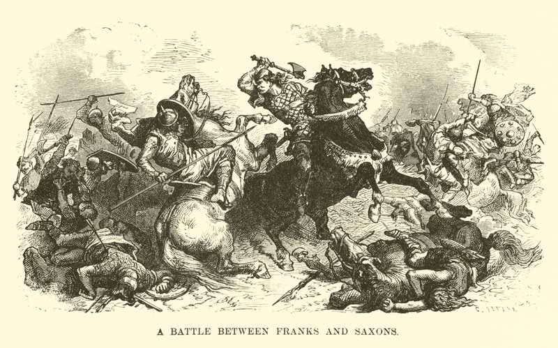 Une bataille entre Francs et Saxons - French School