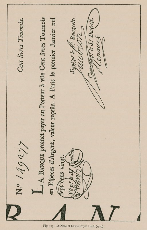 Un billet de la Banque Royale de Law (1719) - French School
