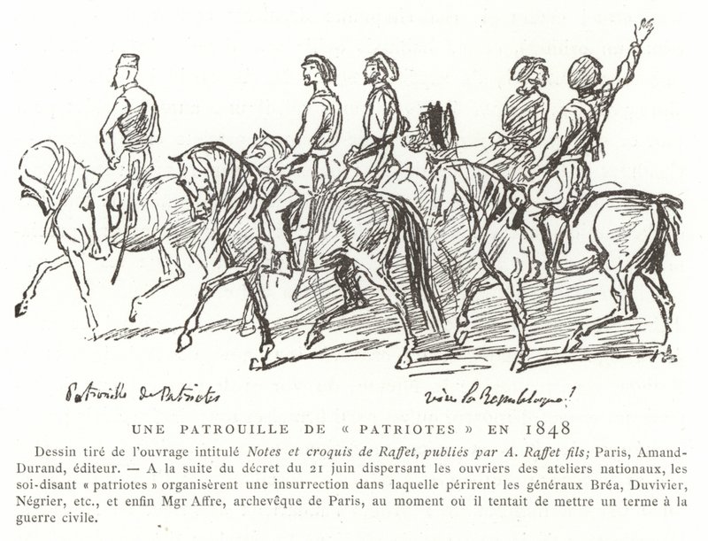 Une patrouille de patriotes, France, 1848 - French School