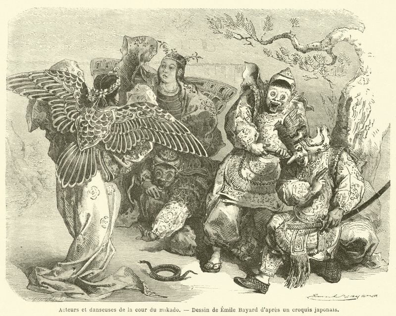 Acteurs et danseuses de la cour du mikado - French School