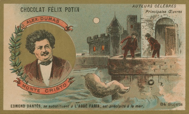 Alexandre Dumas et une scène du Comte de Monte-Cristo - French School