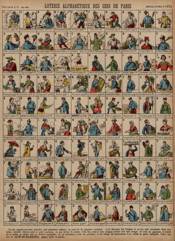 Loterie alphabétique des Cris de Paris - French School