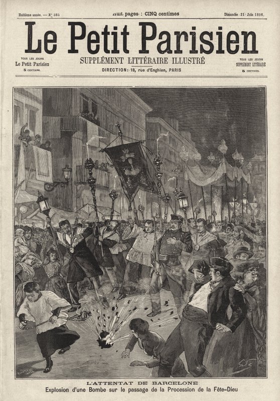 Attentat à la bombe anarchiste contre la procession de la Fête-Dieu quittant l