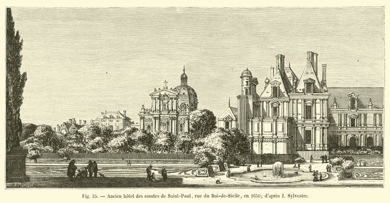 Ancien hôtel des comtes de Saint-Paul, rue du Roi-de-Sicile, en 1650; d